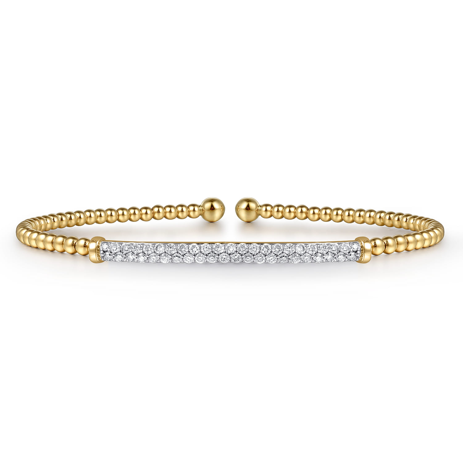 14K Yellow Gold Bujukan Diamond Bar Split Bangle - 0.31 ct - Shot 1