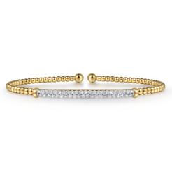 14K Yellow Gold Bujukan Diamond Bar Split Bangle