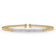 14K Yellow Gold Bujukan Diamond Bar Split Bangle