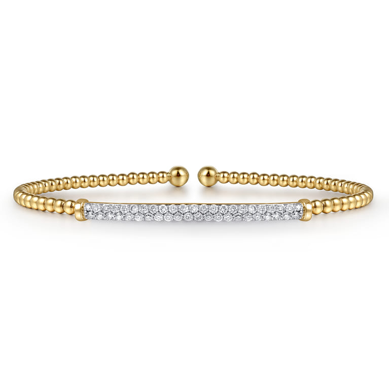 14K Yellow Gold Bujukan Diamond Bar Split Bangle - 0.31 ct - Shot 1