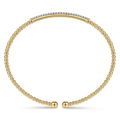 14K Yellow Gold Bujukan Diamond Bar Split Bangle