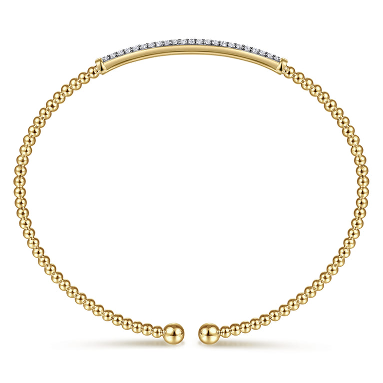 14K Yellow Gold Bujukan Diamond Bar Split Bangle - 0.31 ct - Shot 3