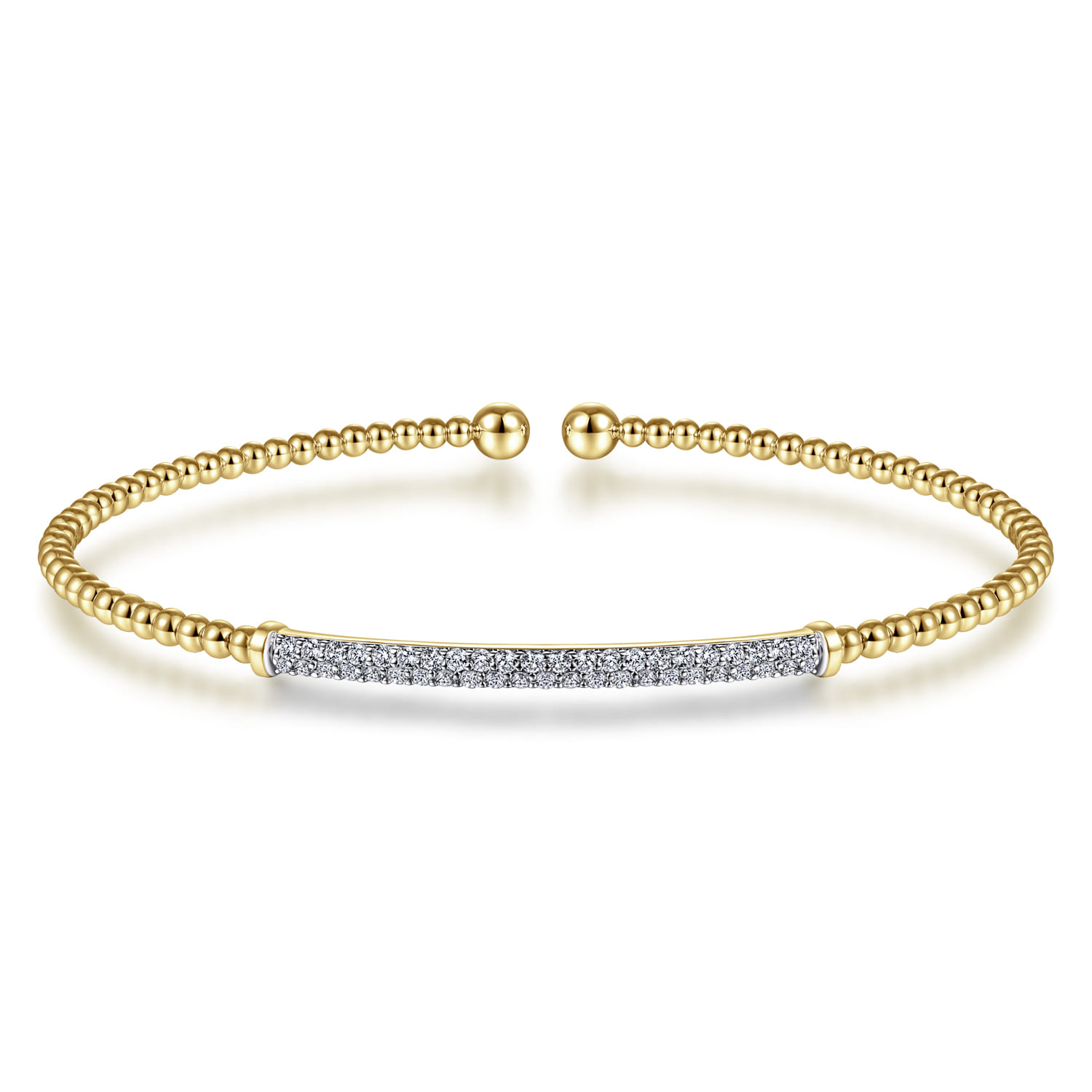 14K Yellow Gold Bujukan Diamond Bar Split Bangle - 0.31 ct - Shot 1