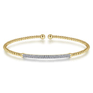 14K Yellow Gold Bujukan Diamond Bar Split Bangle