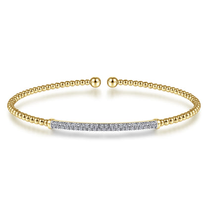 14K Yellow Gold Bujukan Diamond Bar Split Bangle