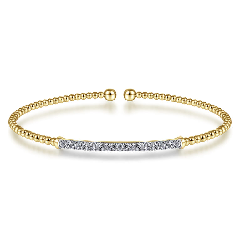 14K Yellow Gold Bujukan Diamond Bar Split Bangle - 0.31 ct - Shot 1