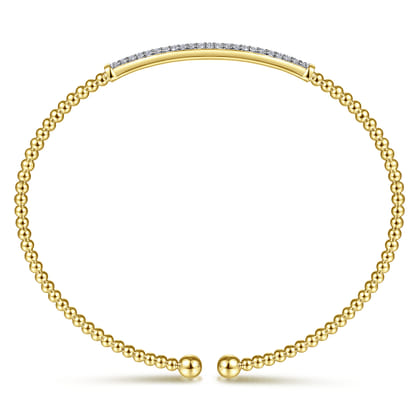 14K Yellow Gold Bujukan Diamond Bar Split Bangle