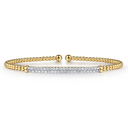 14K Yellow Gold Bujukan Diamond Bar Split Bangle