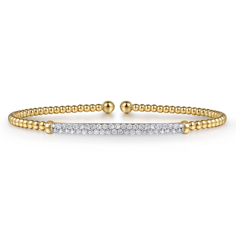 14K Yellow Gold Bujukan Diamond Bar Split Bangle - 0.31 ct - Shot 1