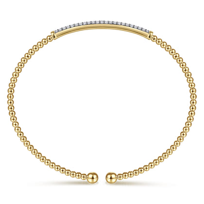 14K Yellow Gold Bujukan Diamond Bar Split Bangle