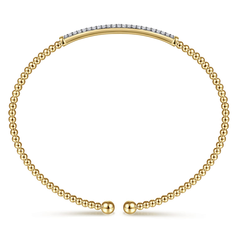14K Yellow Gold Bujukan Diamond Bar Split Bangle - 0.31 ct - Shot 3