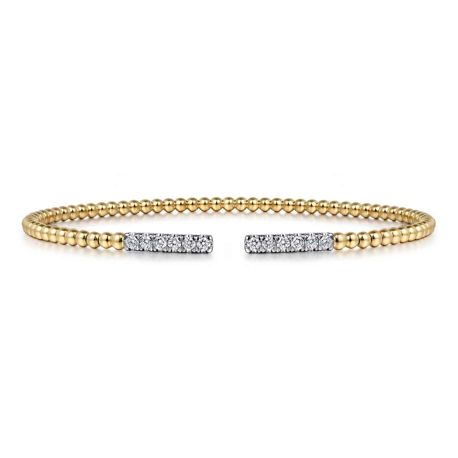 14K Yellow Gold Bujukan Diamond Bars Bangle - 0.3 ct - Shot 1
