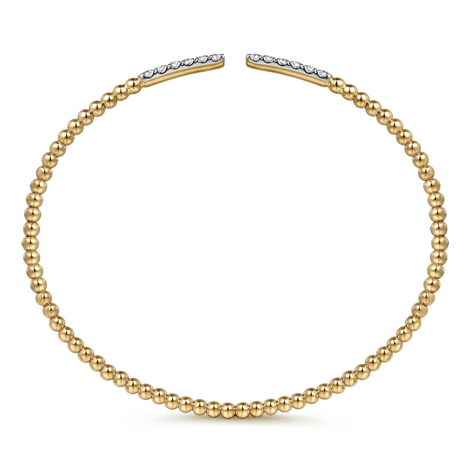 14K Yellow Gold Bujukan Diamond Bars Bangle - 0.3 ct - Shot 3