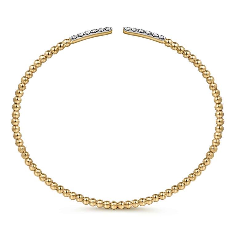 14K Yellow Gold Bujukan Diamond Bars Bangle - 0.3 ct - Shot 3