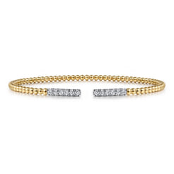 14K Yellow Gold Bujukan Diamond Bars Bangle