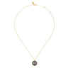 14K Yellow Gold Bujukan Diamond Blue Sapphire and Black Spinel Evil Eye Pendant Necklace - 0.17 ct