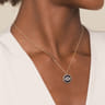 14K Yellow Gold Bujukan Diamond Blue Sapphire and Black Spinel Evil Eye Pendant Necklace - 0.17 ct