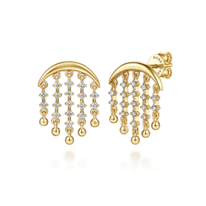 14K Yellow Gold Bujukan Diamond Chandelier Drop Earrings