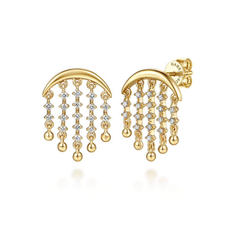 14K Yellow Gold Bujukan Diamond Chandelier Drop Earrings - 0.4 ct - Shot 1