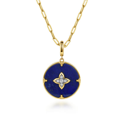 14K Yellow Gold Bujukan Diamond Clover Medallion Pendant