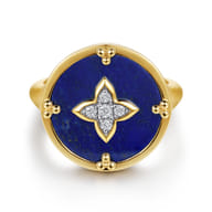 14K Yellow Gold Bujukan Diamond Clover Signet Ring