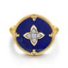 14K Yellow Gold Bujukan Diamond Clover Signet Ring - 0.08 ct