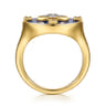 14K Yellow Gold Bujukan Diamond Clover Signet Ring - 0.08 ct