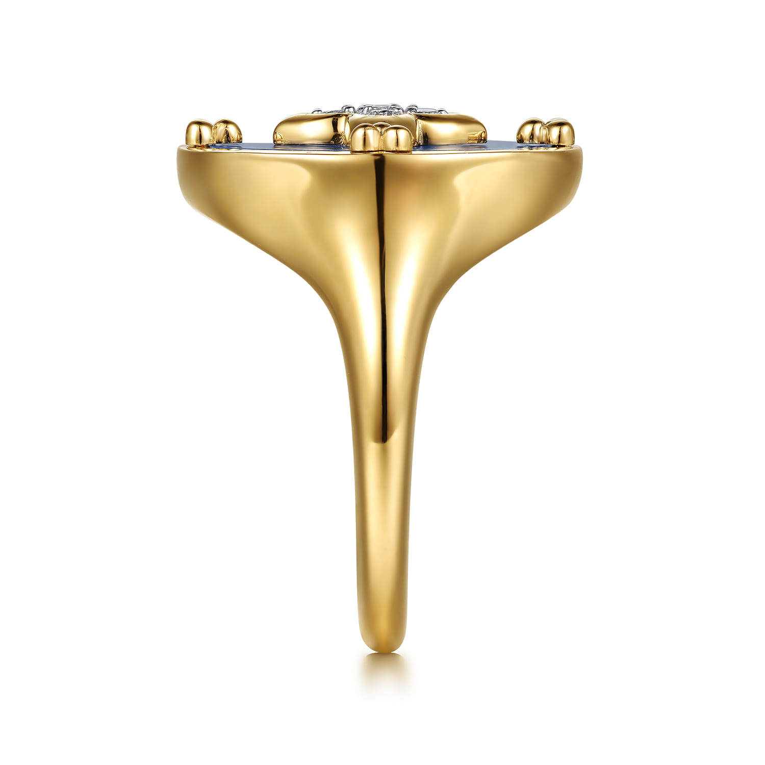 14K Yellow Gold Bujukan Diamond Clover Signet Ring - 0.08 ct - Shot 4
