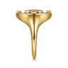 14K Yellow Gold Bujukan Diamond Clover Signet Ring - 0.08 ct