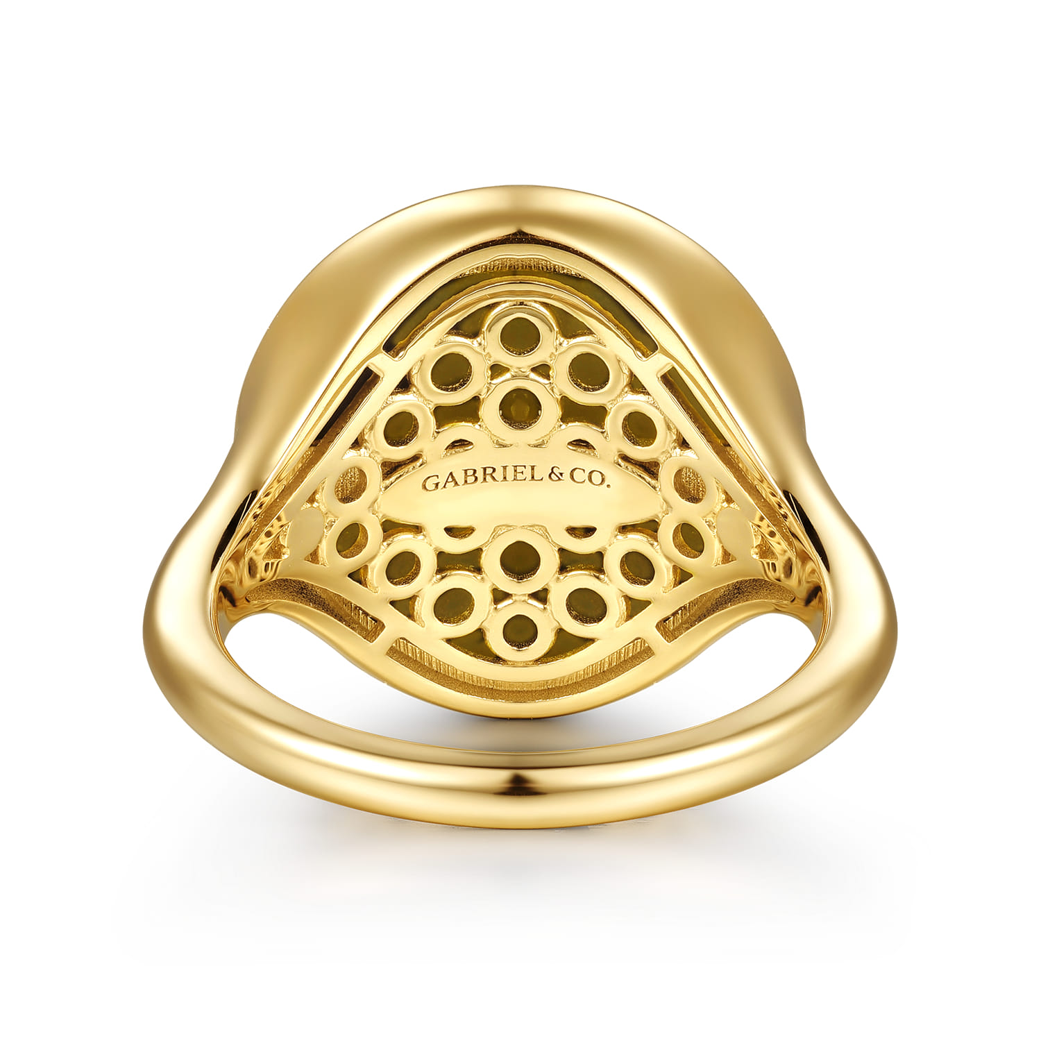 14K Yellow Gold Bujukan Diamond Clover Signet Ring - 0.08 ct - Shot 5
