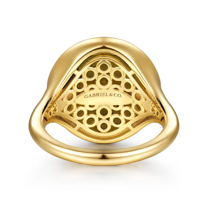 14K Yellow Gold Bujukan Diamond Clover Signet Ring