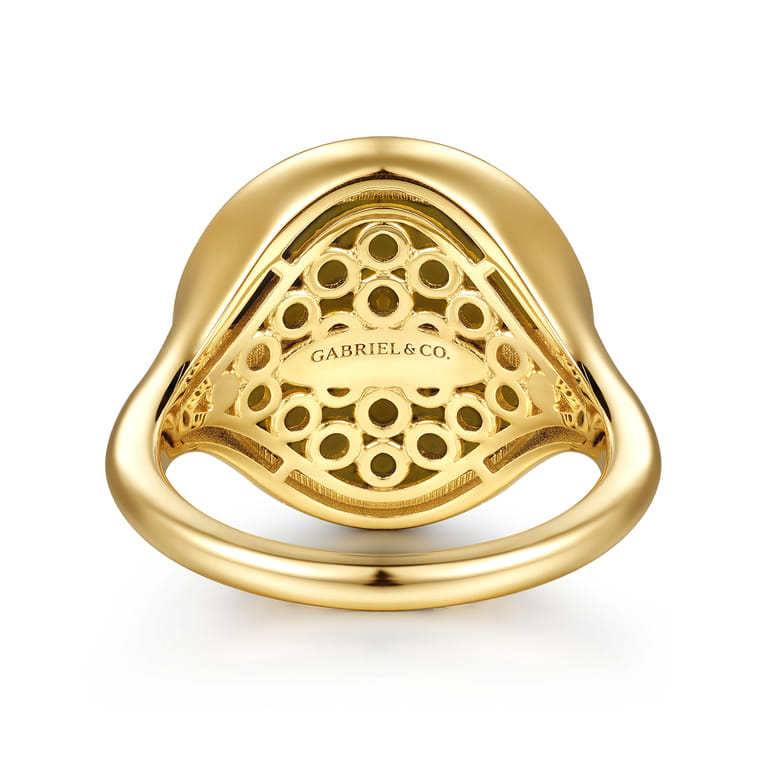 14K Yellow Gold Bujukan Diamond Clover Signet Ring - 0.08 ct - Shot 5