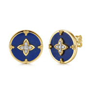 14K Yellow Gold Bujukan Diamond Clover Stud Earrings
