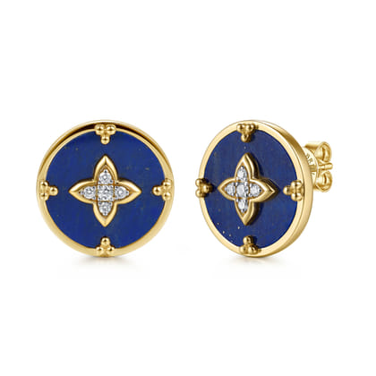 14K Yellow Gold Bujukan Diamond Clover Stud Earrings