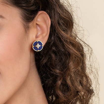 14K Yellow Gold Bujukan Diamond Clover Stud Earrings