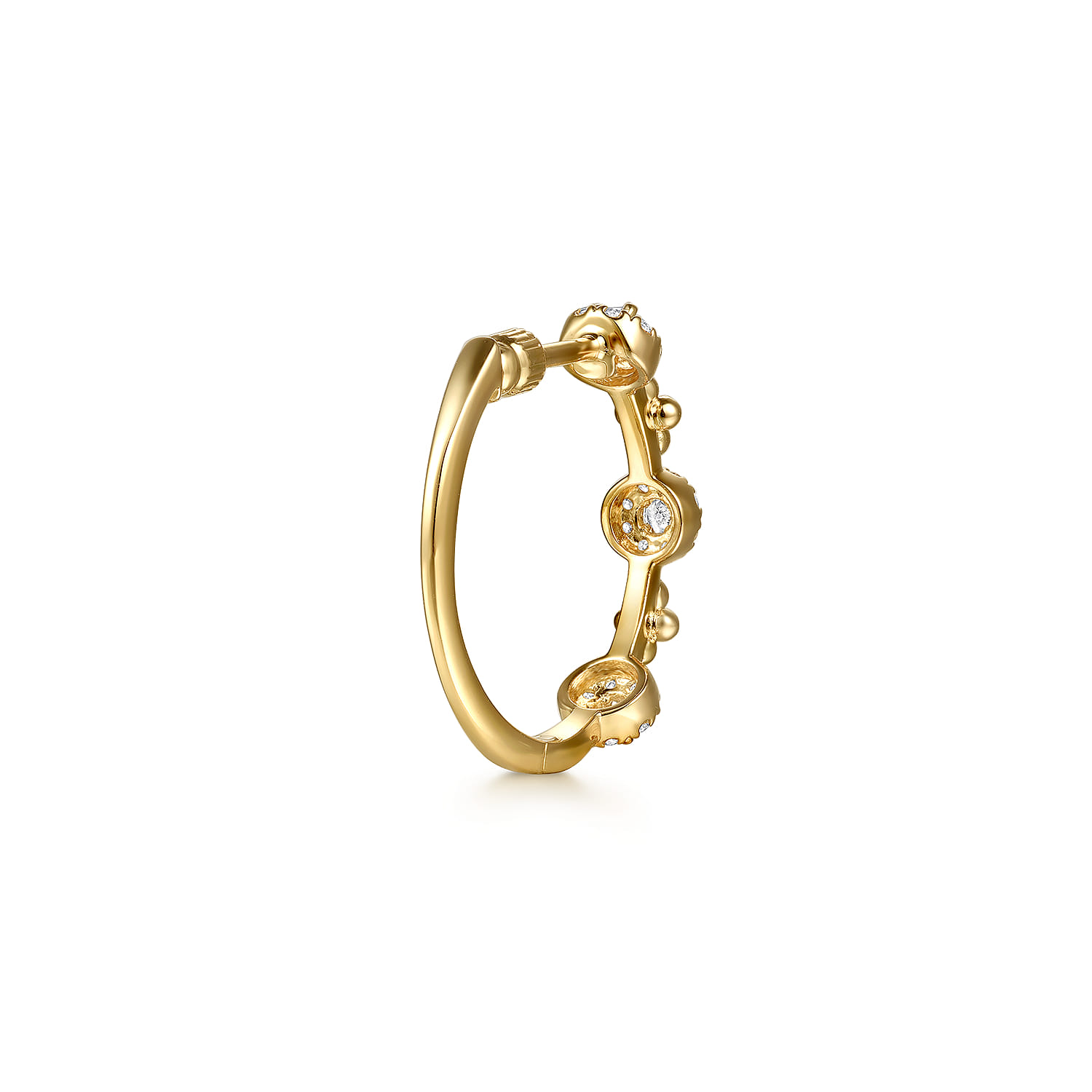 14K Yellow Gold Bujukan Diamond Cluster Classic Hoop Earrings - 0.5 ct - Shot 3