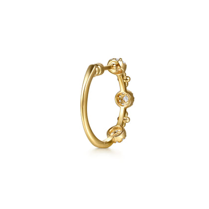 14K Yellow Gold Bujukan Diamond Cluster Classic Hoop Earrings