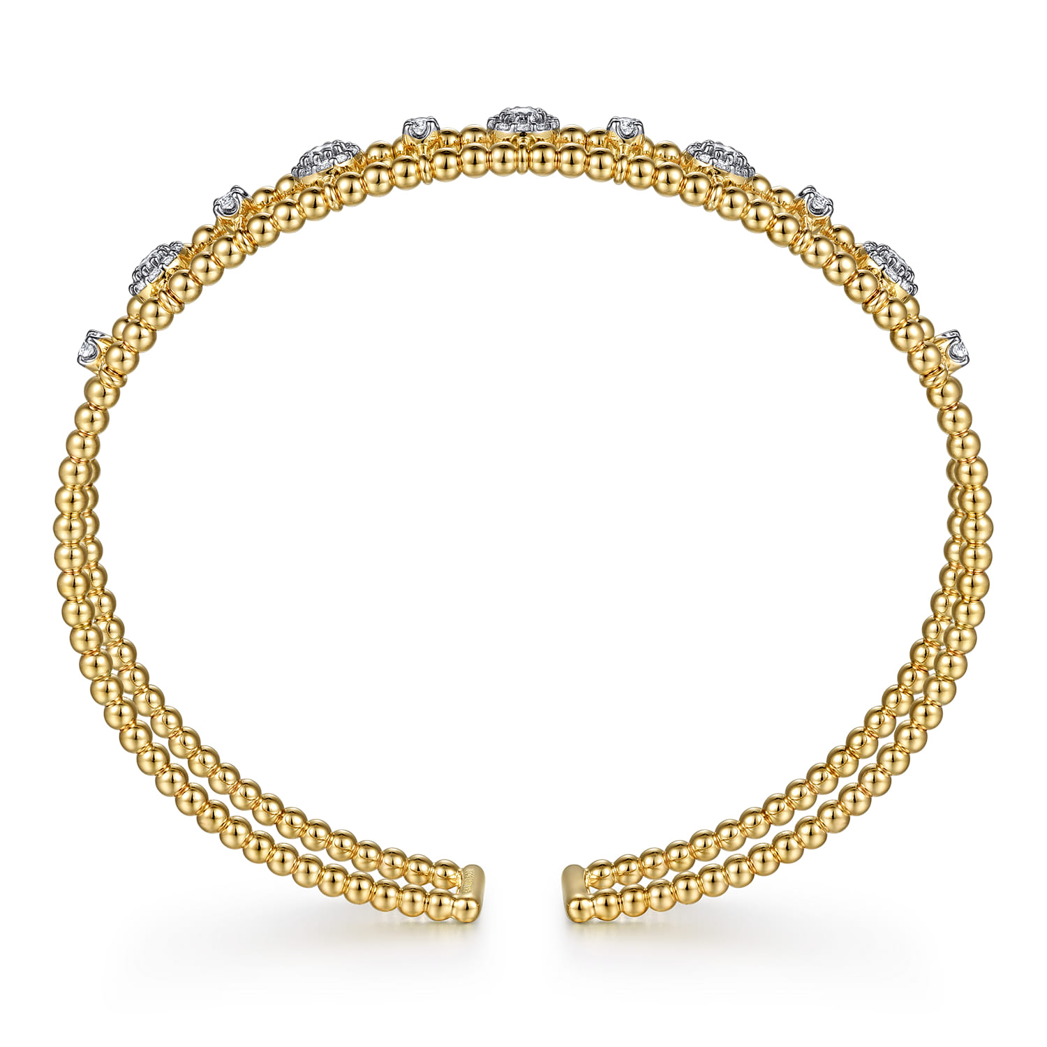 14K Yellow Gold Bujukan Diamond Cluster Cuff Bangle
