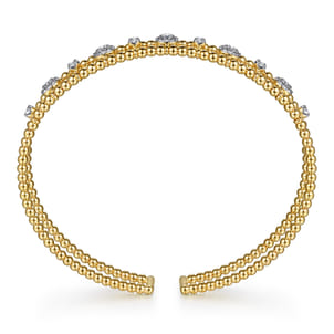 14K Yellow Gold Bujukan Diamond Cluster Cuff Bangle