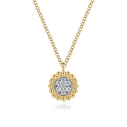 14K Yellow Gold Bujukan Diamond Cluster Pendant Necklace