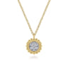 14K Yellow Gold Bujukan Diamond Cluster Pendant Necklace - 0.1 ct