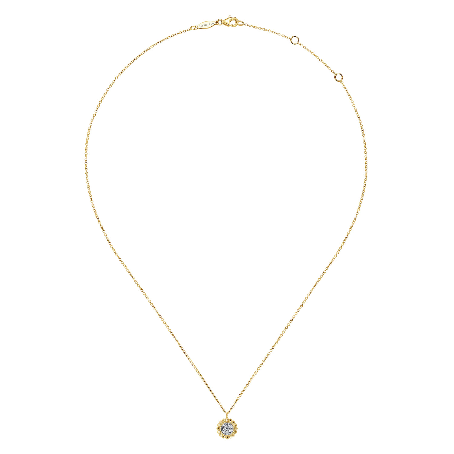 14K Yellow Gold Bujukan Diamond Cluster Pendant Necklace - 0.1 ct - Shot 2