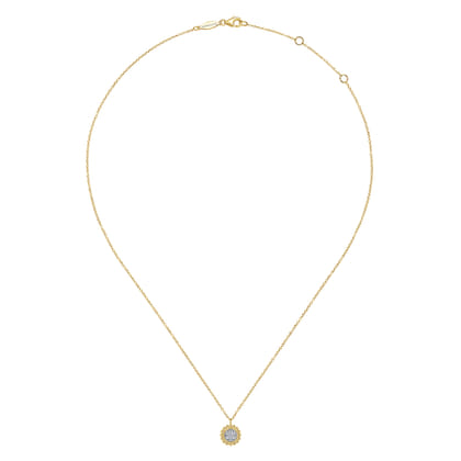 14K Yellow Gold Bujukan Diamond Cluster Pendant Necklace