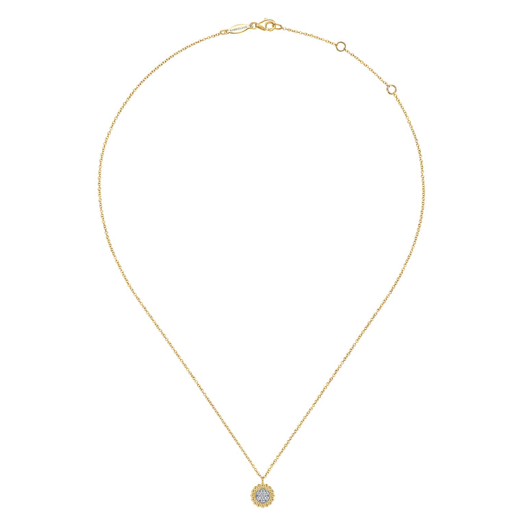14K Yellow Gold Bujukan Diamond Cluster Pendant Necklace - 0.1 ct - Shot 2