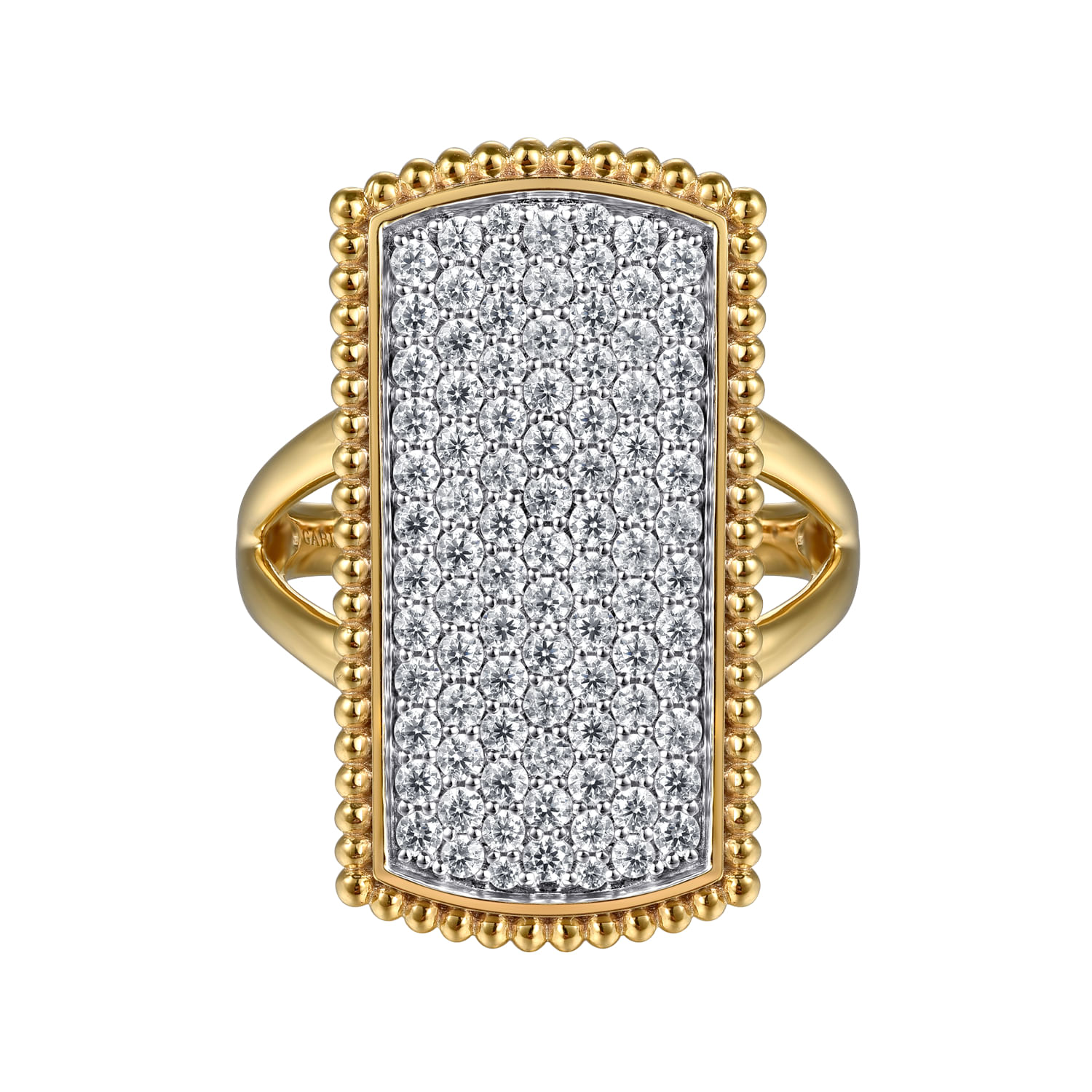 14K Yellow Gold Bujukan Diamond Cluster Signet Ring
