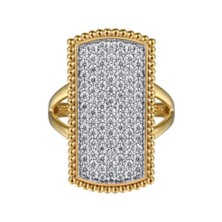 14K Yellow Gold Bujukan Diamond Cluster Signet Ring
