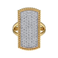 14K Yellow Gold Bujukan Diamond Cluster Signet Ring