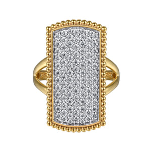 14K Yellow Gold Bujukan Diamond Cluster Signet Ring