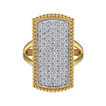 14K Yellow Gold Bujukan Diamond Cluster Signet Ring