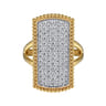 14K Yellow Gold Bujukan Diamond Cluster Signet Ring - 1.05 ct